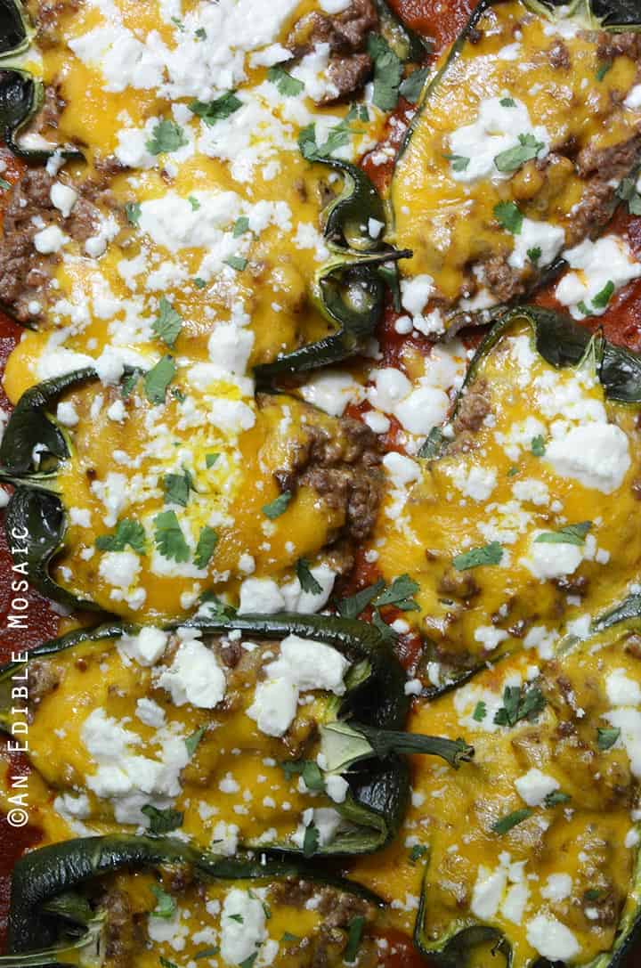 Cheesy Beef-Stuffed Poblano Peppers with Easy Roasted Tomato Chili Sauce 2