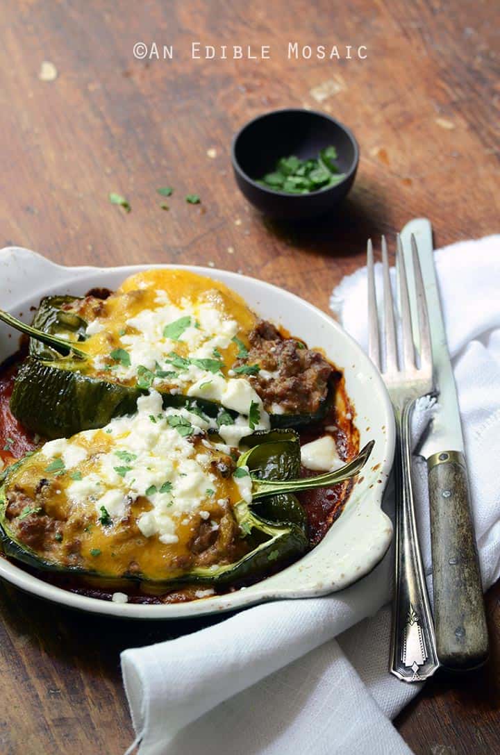 Cheesy Beef-Stuffed Poblano Peppers with Easy Roasted Tomato Chili Sauce 3