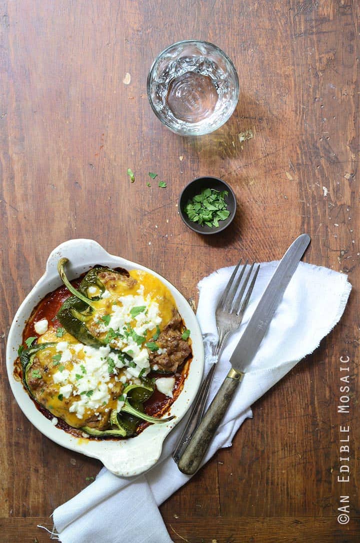 Cheesy Beef-Stuffed Poblano Peppers with Easy Roasted Tomato Chili Sauce 5
