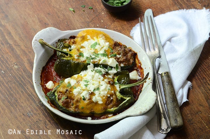Cheesy Beef-Stuffed Poblano Peppers with Easy Roasted Tomato Chili Sauce 6