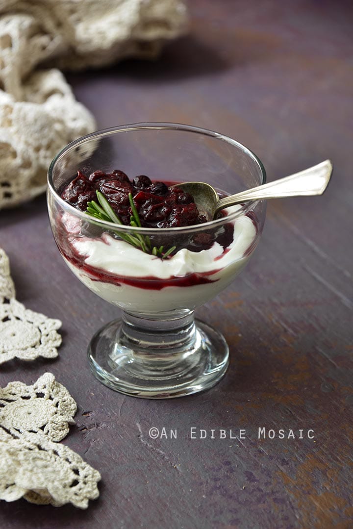 Vanilla Yogurt with Grape and Blueberry Compote with Honey and Fresh Rosemary: An Easy Breakfast or Dessert