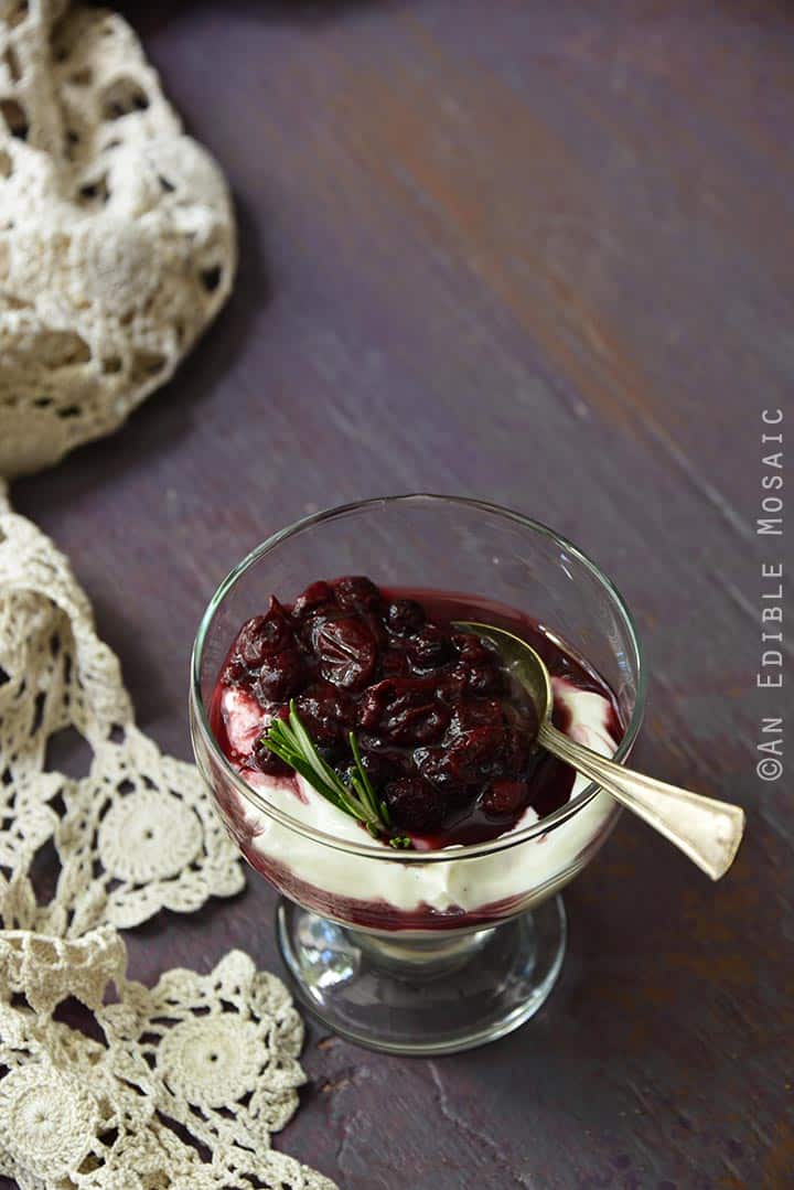 Vanilla Yogurt with Grape and Blueberry Compote with Honey and Fresh Rosemary 3