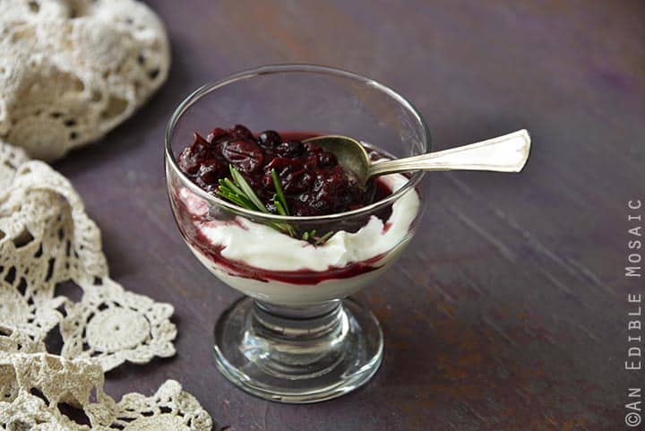 Vanilla Yogurt with Grape and Blueberry Compote with Honey and Fresh Rosemary 4