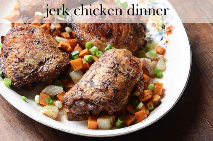 jerk chicken dinner with description