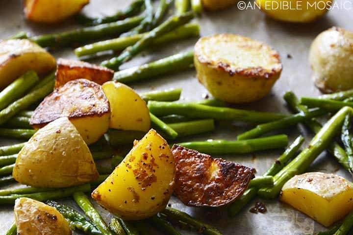 garlic roasted potato asparagus side dish