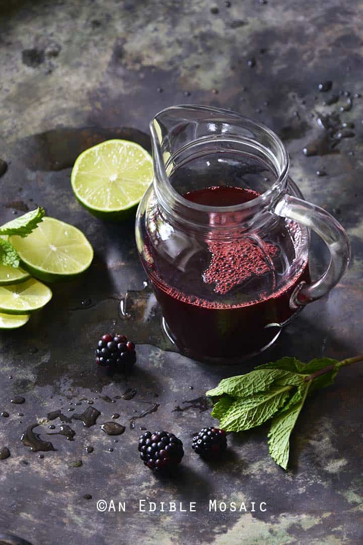Blackberry Syrup with Fresh Mint and Lime