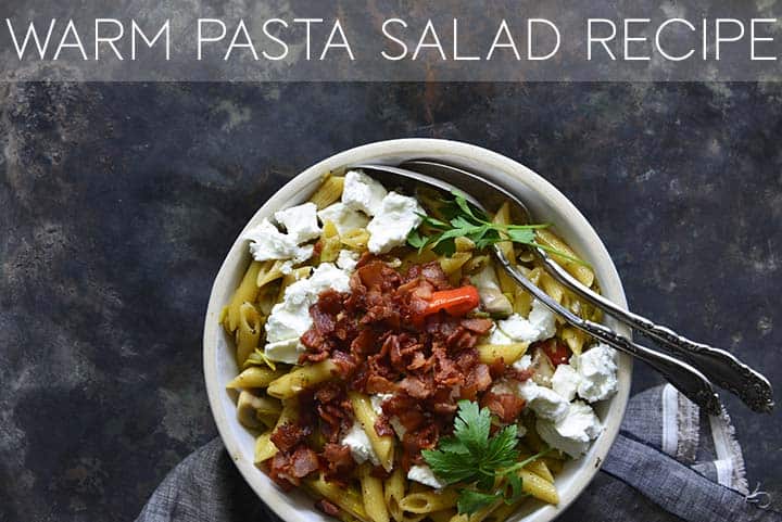 warm pasta salad with bacon with description