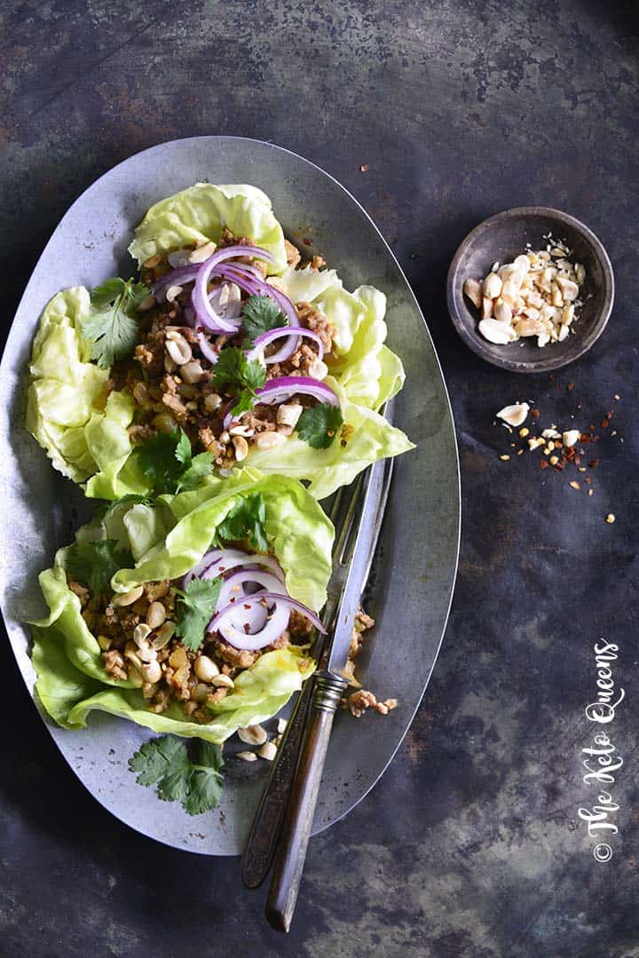 Keto Thai-Inspired Turkey Larb Lettuce Wraps