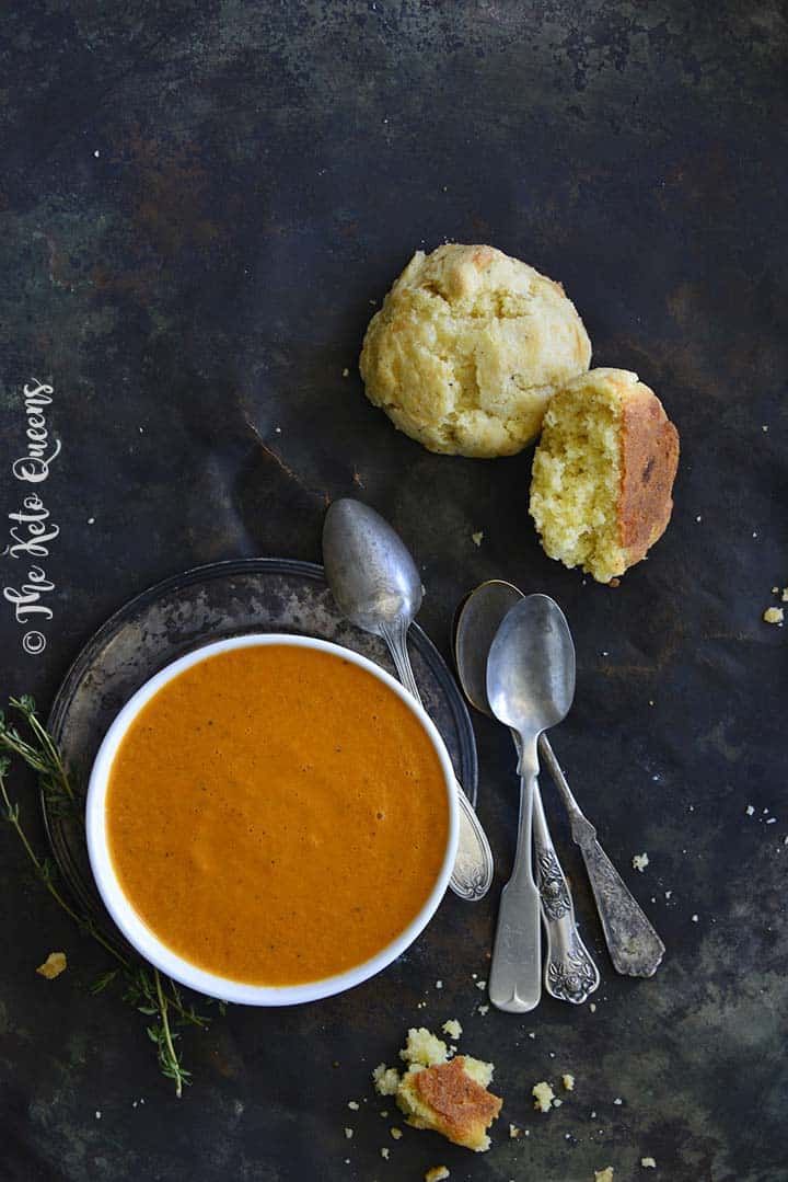 Keto Tomato Soup and Cheddar Biscuits