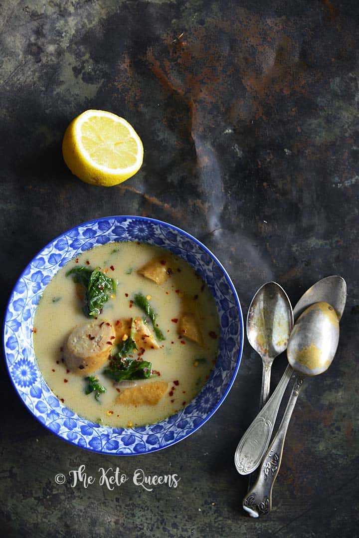 Keto Weeknight Creamy Sausage and Spinach Soup