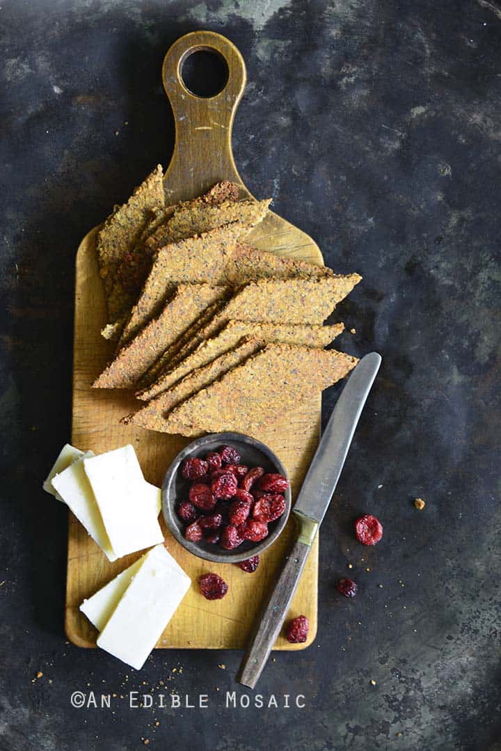 Paleo Nutty Spiced Pumpkin Crackers on Metal Tray