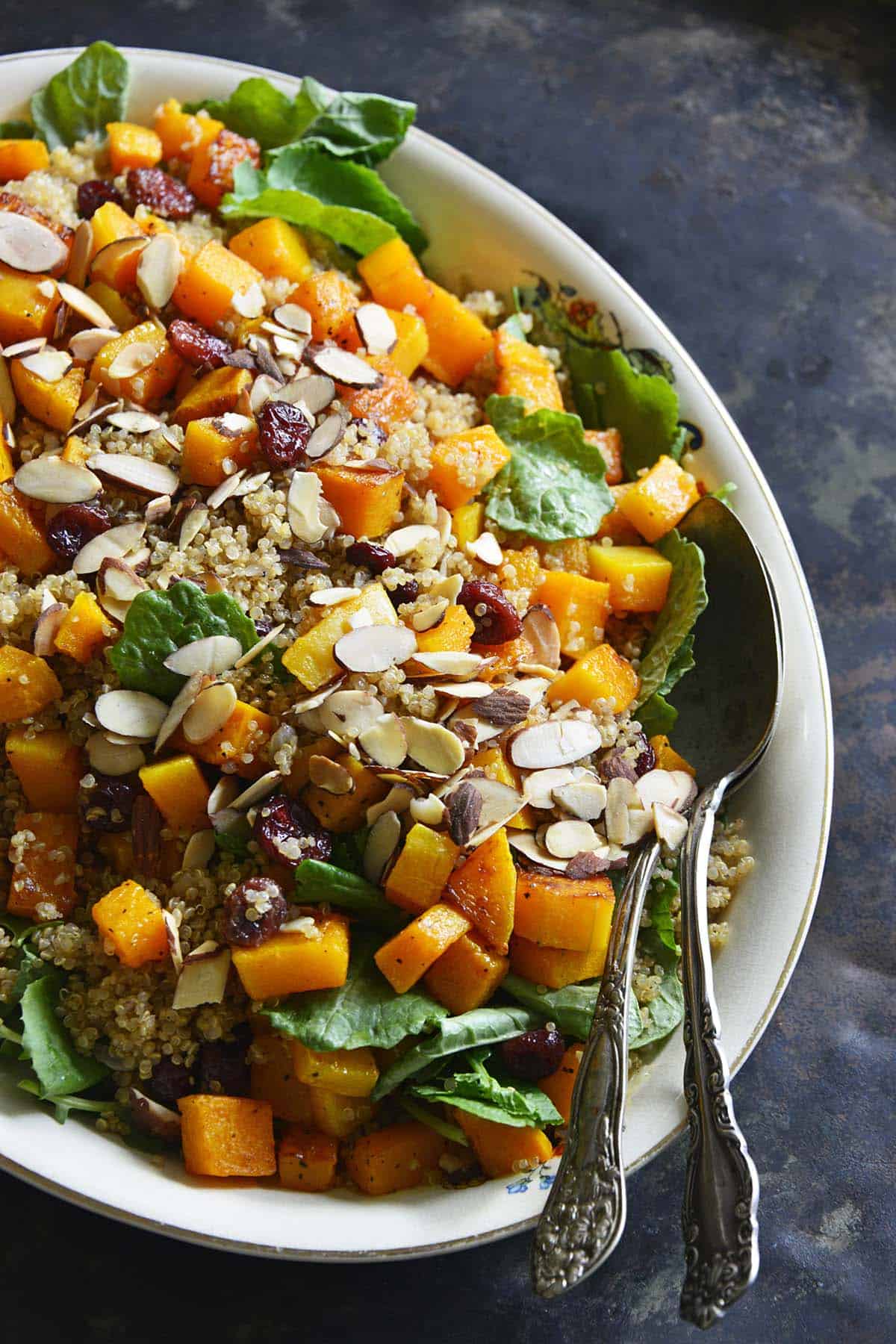 fall quinoa salad with roasted butternut and cranberries