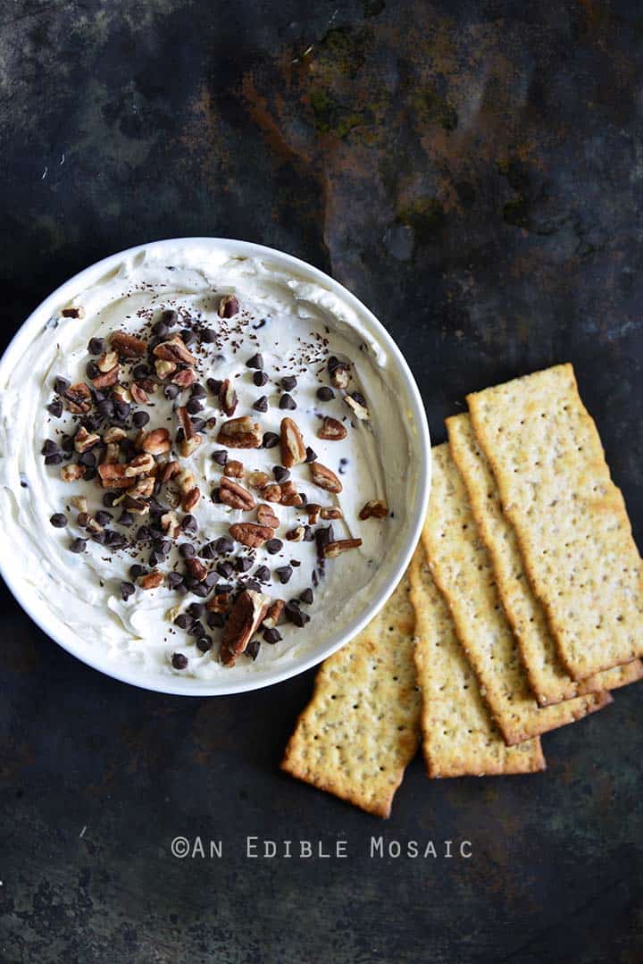 Easy Sugar-Free Turtle Cheesecake Dip with Crackers