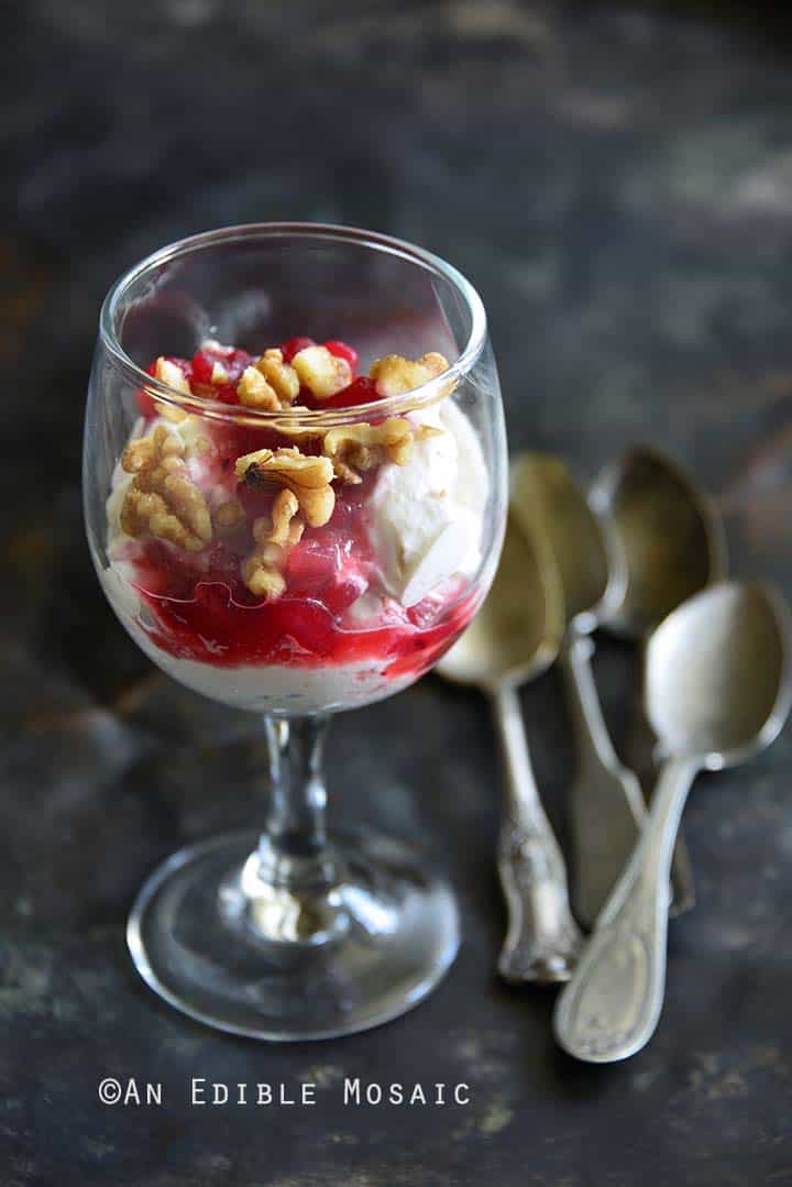 No-Cook Cranberry Honeycomb Cheesecake Mousse Single Glass