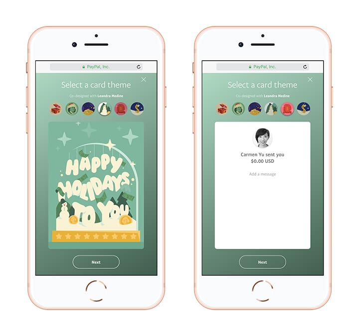 PayPal P2P Holiday Greetings Front and Back Mobile