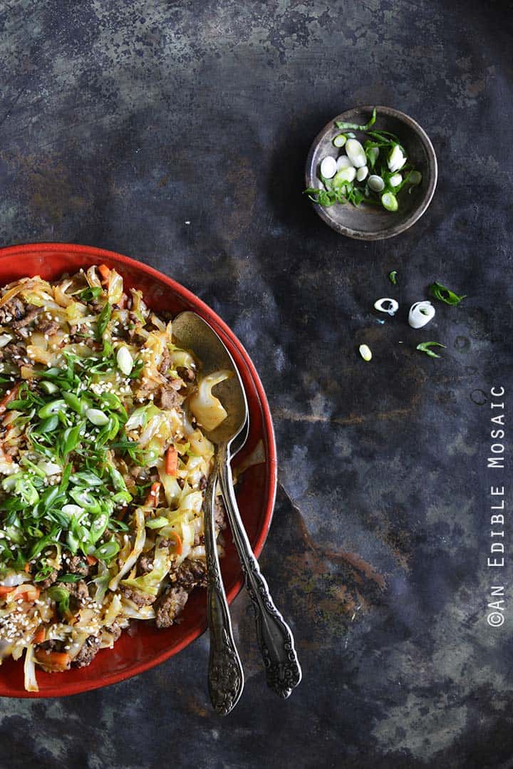 Low-Carb Crack Slaw (aka Egg Roll in a Bowl) Overhead View