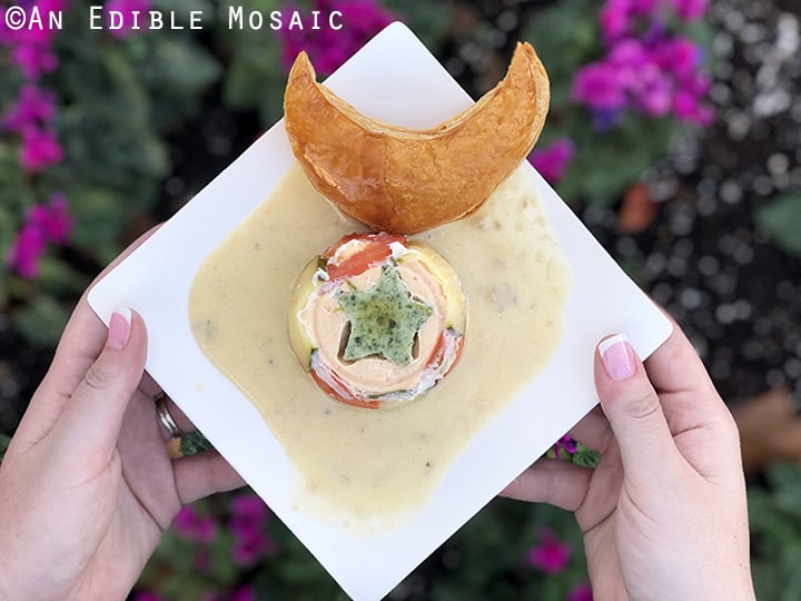 Salmon Terrine with Flowers in the Background at Epcot