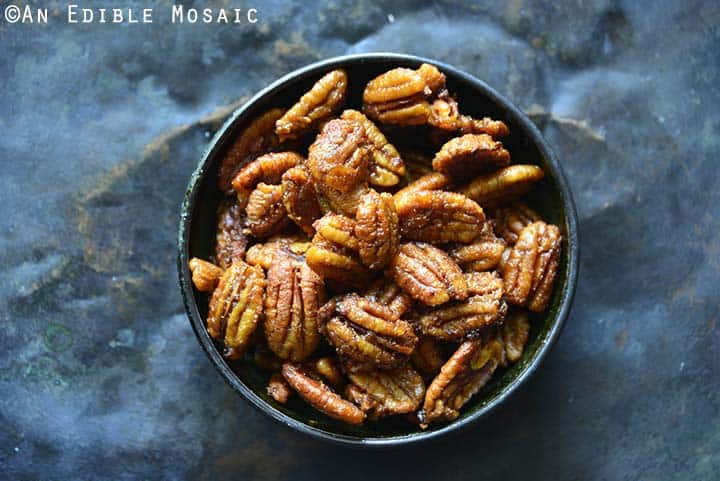 Sweet and Spicy Buffalo Buttered Pecans Close Up