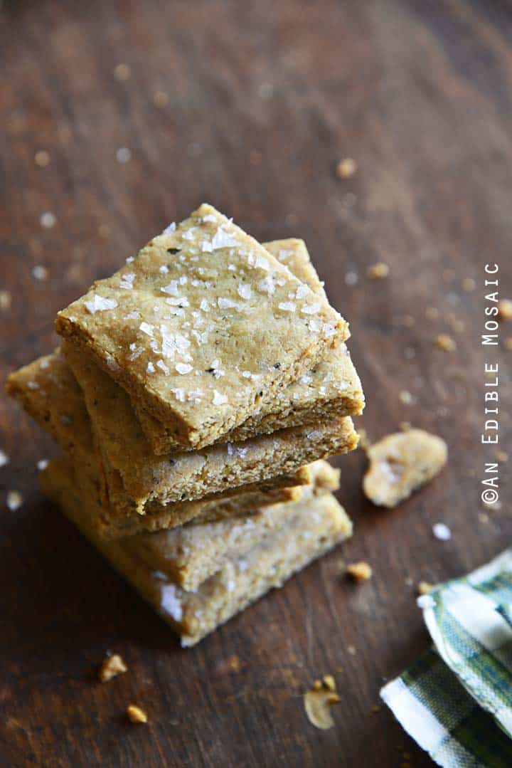 Gluten Free Savory Parmesan-Garlic Crackers Front View Showing Texture