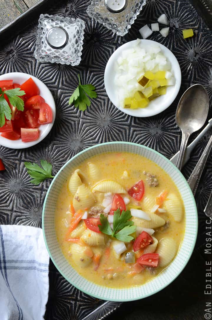 Macaroni and Cheeseburger Vegetable Soup