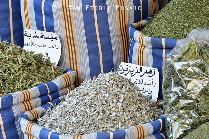 Several Dried Herbs at Middle Eastern Spice Market in Syria