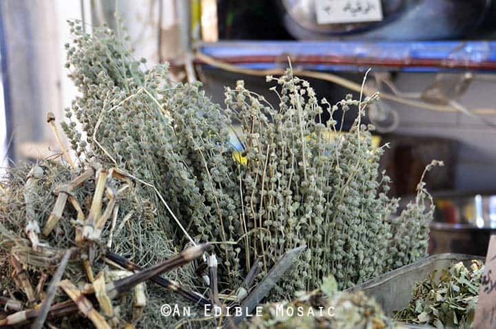 Dried Herbs at Middle Eastern Spice Market in Syria