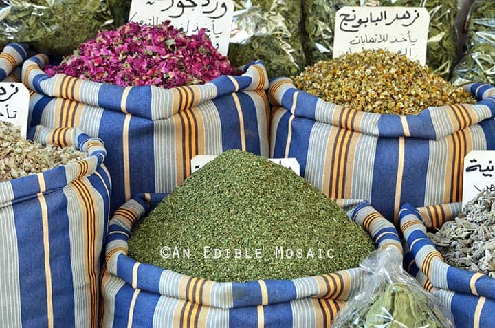 Dried Mint at Middle Eastern Spice Market in Syria