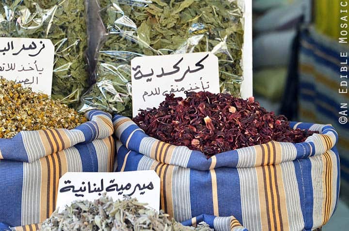 Dried Hibiscus at Middle Eastern Spice Market in Syria