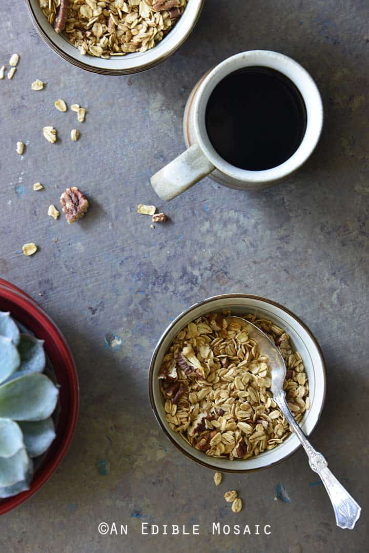 Spiced Maple Pecan Muesli Granola Breakfast Table