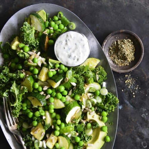 shades of green salad with zaatar dressing featured image