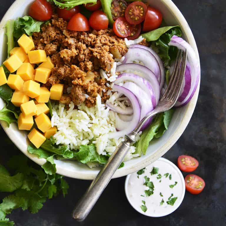 Turkey Taco Bowl Recipe with Rice – Great For Leftovers