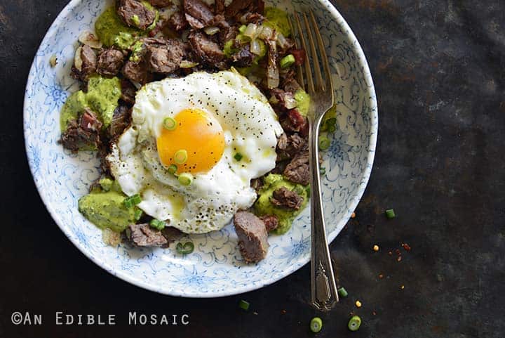 Leftover Pot Roast Hash with Chimichurri-Inspired Sauce Top View