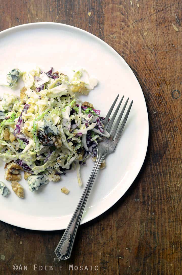 Creamy Coleslaw with Tart Cherries, Blue Cheese, and Toasted Walnuts