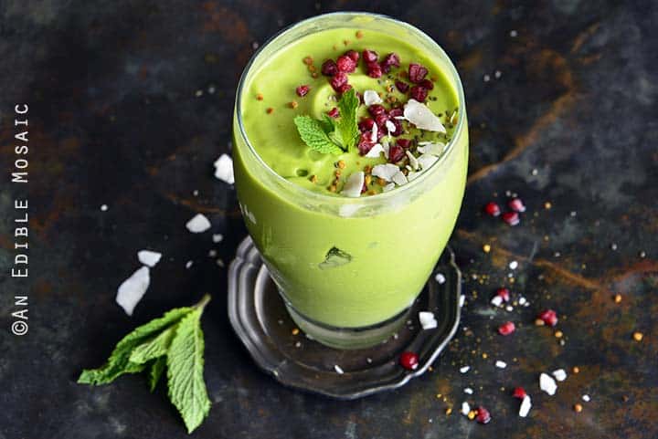 Close Up of Green Pina Colada Smoothie