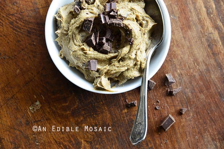 Close Up of Paleo AIP Banana Flour Chocolate Chip Edible Cookie Dough