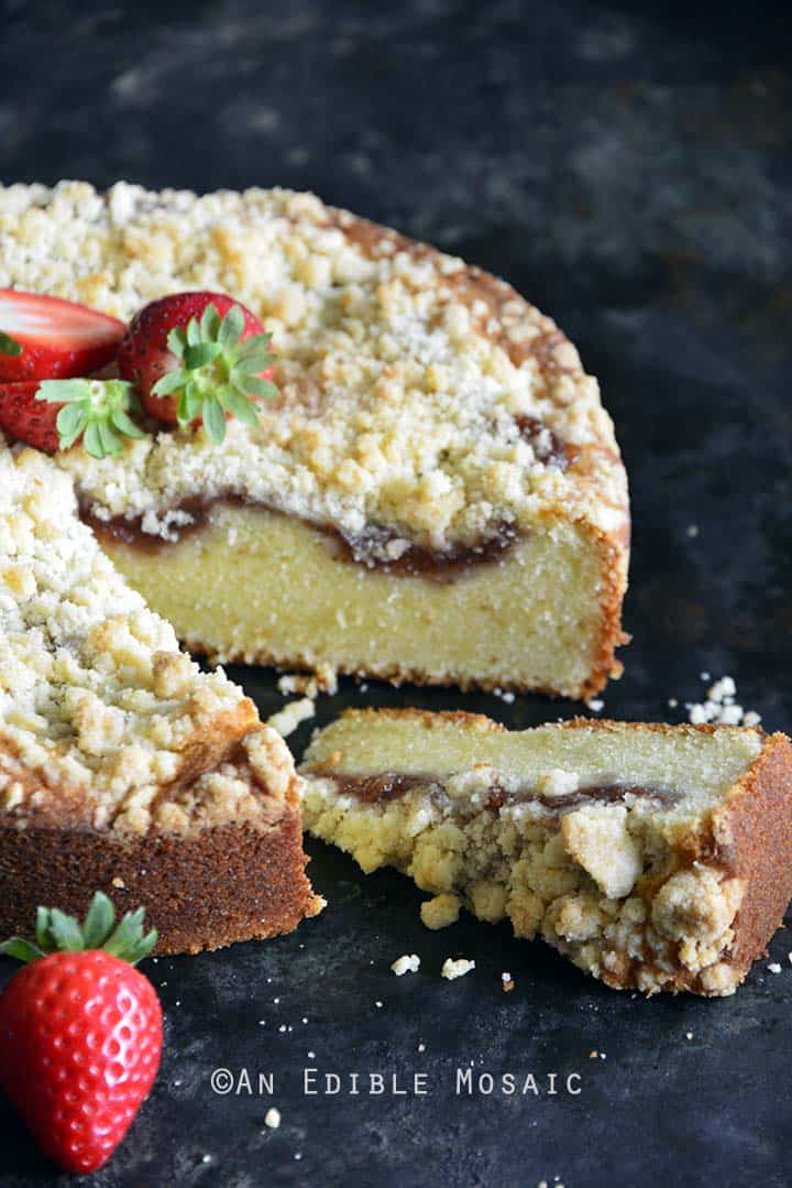 Front View of Strawberry Streusel Sour Cream Coffee Cake