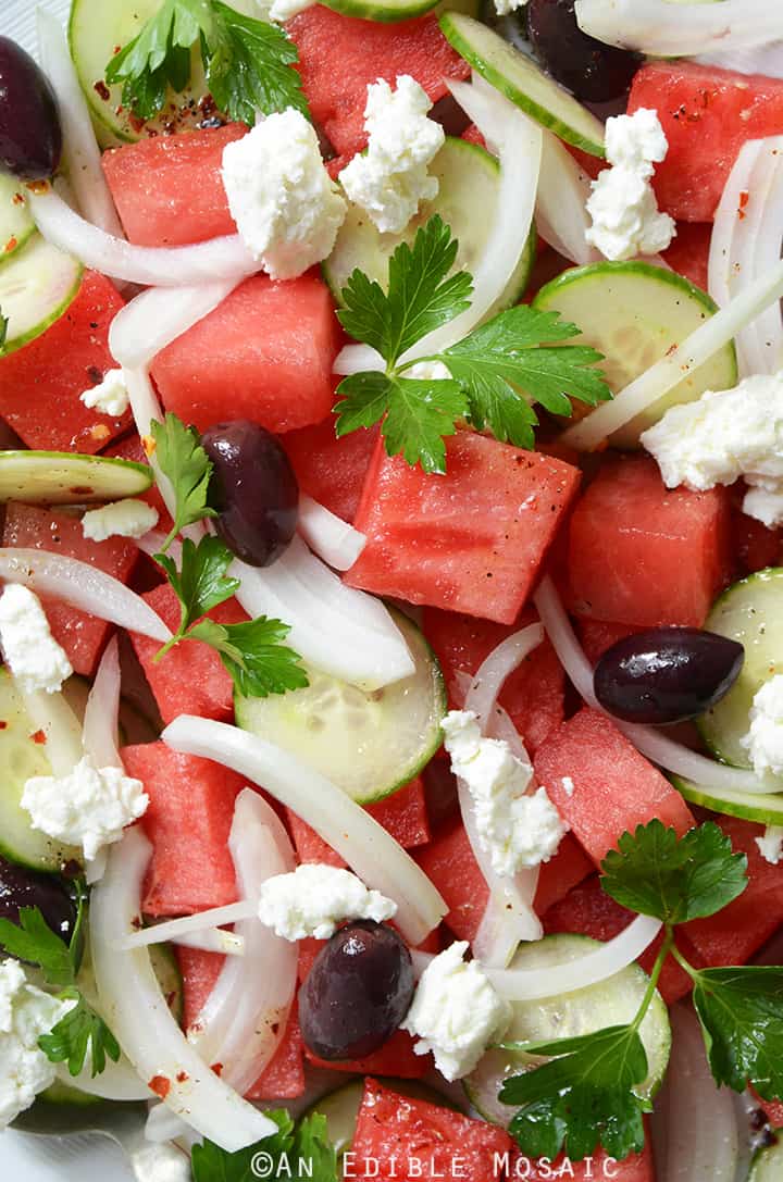 Watermelon Salad with Sweet and Spicy Viniaigrette
