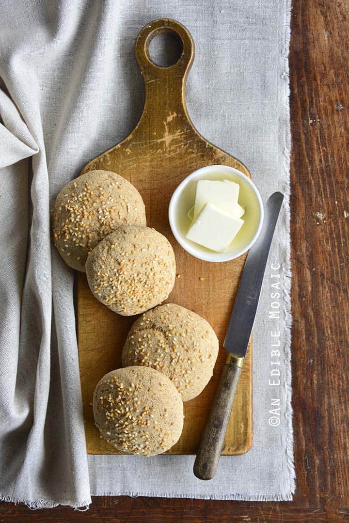 Paleo Low Carb Sandwich Bread Rolls (Keto Buns) on Bread Board