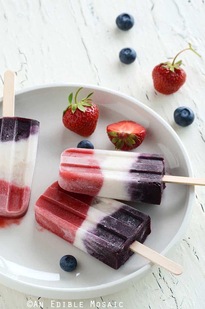 Red, White, and Blue Double Berry Coconut Pops