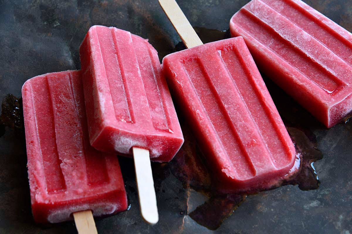 frozen fruit bars with plums and rose wine