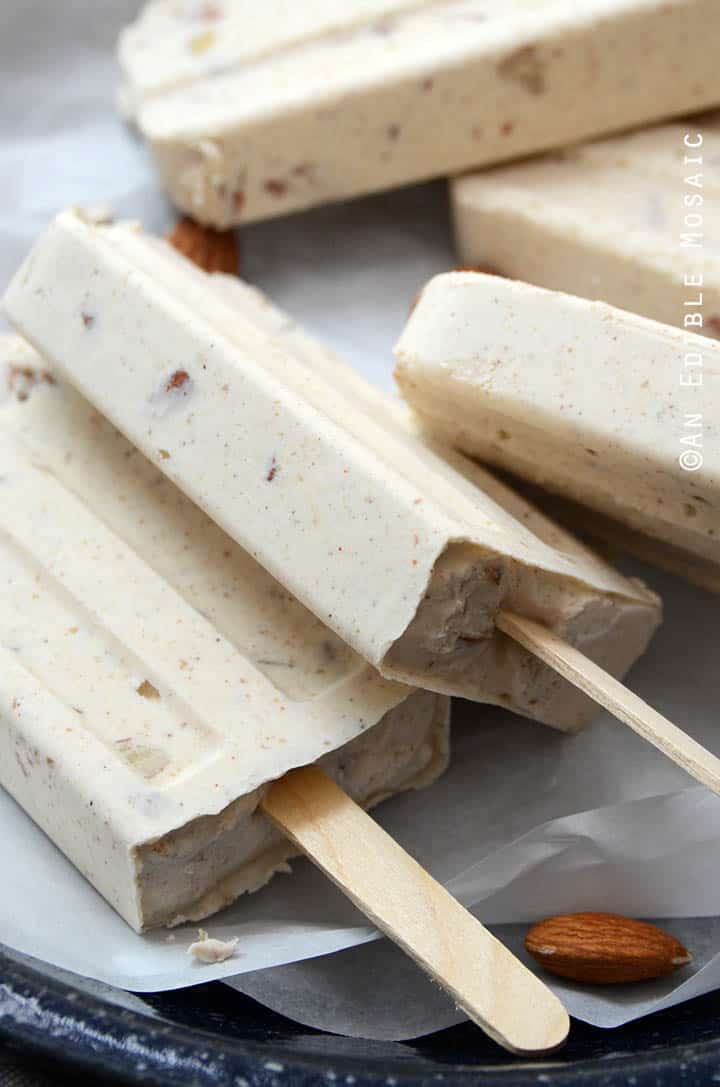 Cinnamon and Toasted Almond Dulce de Leche Cheesecake Popsicles
