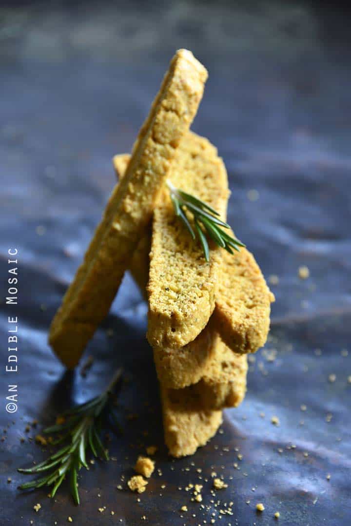 Stack of Garlic and Herb Savory Keto Gluten Free Biscotti