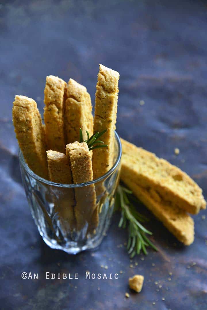 Garlic and Herb Savory Keto Gluten Free Biscotti in Glass