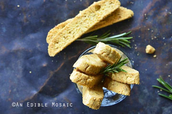 Close Up of Garlic and Herb Savory Keto Gluten Free Biscotti