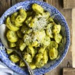 Basil Pesto Summer Squash Sauté (Easy Summer Side Dish Recipe) on Wooden Crate