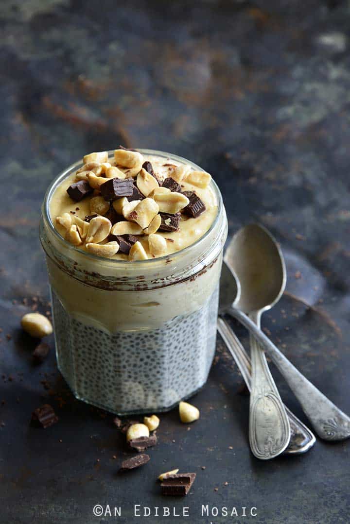Front View of Chocolate Peanut Butter Chia Pudding (Tastes Like Healthy Peanut Butter Pie!)