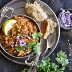Overhead View of Instant Pot Cauliflower Pav Bhaji (Low Carb Indian Food)