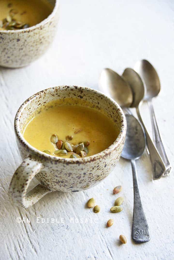 Easy Pumpkin Soup Recipe for One with Pumpkin Spice Front View