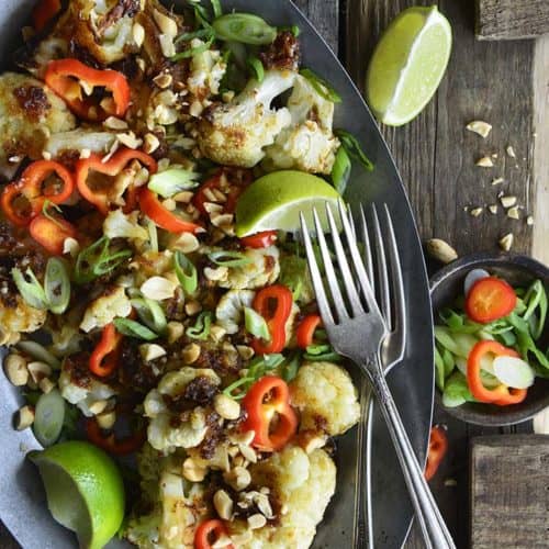 Gluten Free Pad Thai Cauliflower Side Dish Top View