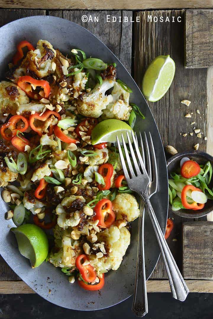 Gluten Free Pad Thai Cauliflower Side Dish Top View